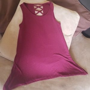 Maroon tank with criss cross back